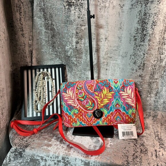 Vera Bradley Turnlock Crossbody in Paisley in Paradise - Picture 3 of 7